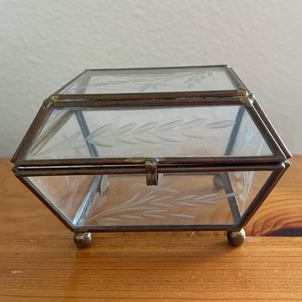 Vintage Etched Glass Box